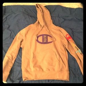 Kith champion logo hoodie sand